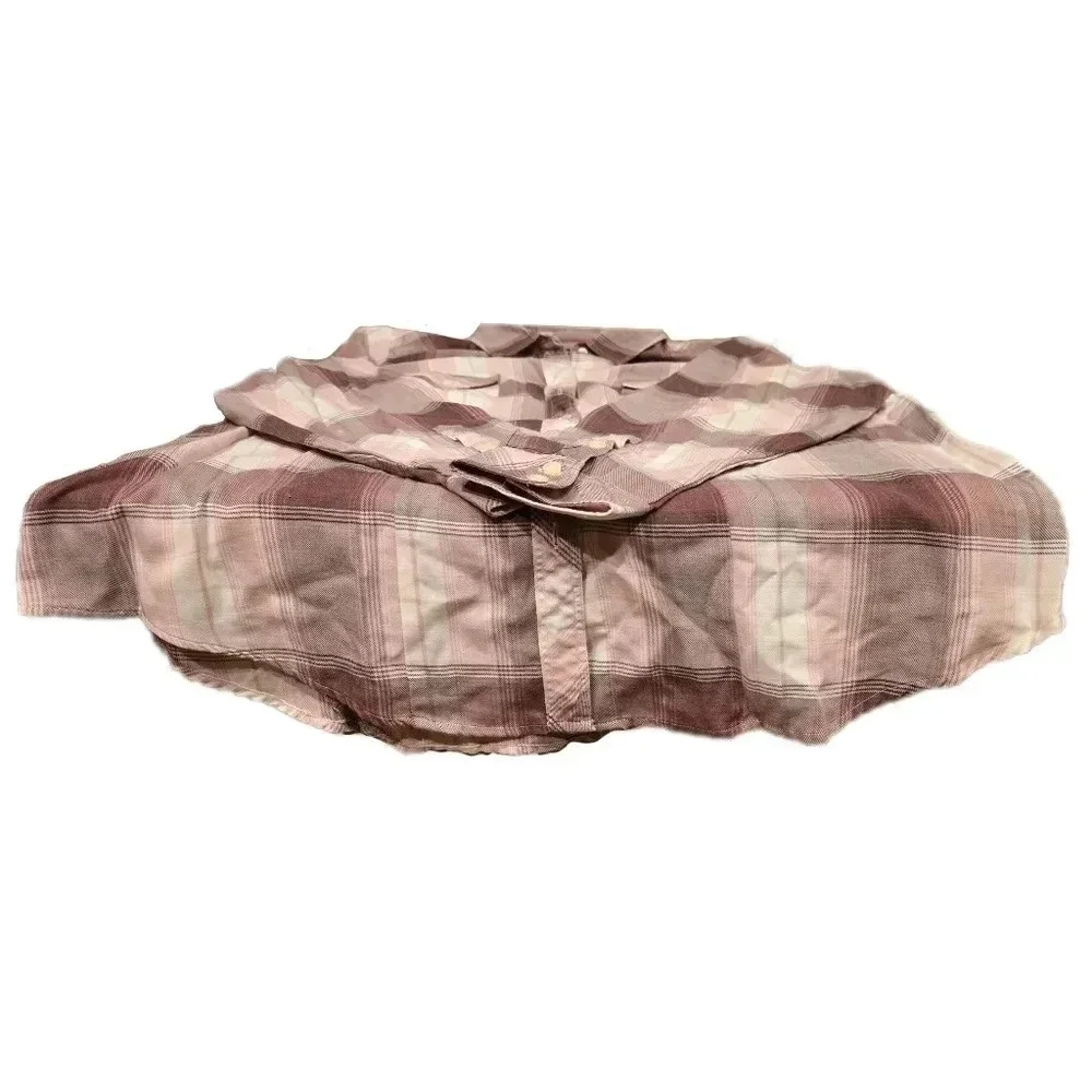 Torrid, Size 1, Purple/pink Brushed Acrylic Flannel Button Up Tunic - Picture 6 of 6
